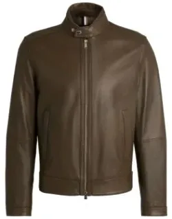 Regular-fit Grained Leather Jacket