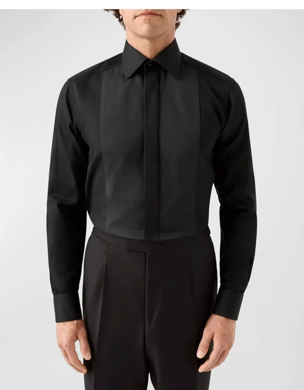 Fine Stripe Bib-front Contemporary Fit Evening Shirt