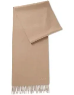 Italian Cashmere Scarf With Fringing And Embroidered Logo