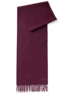 Italian Cashmere Scarf With Fringing And Embroidered Logo