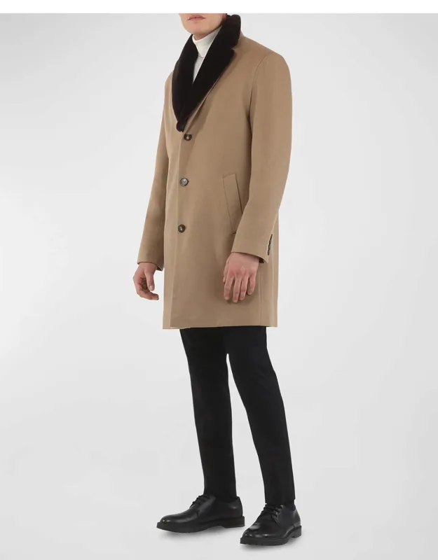 Loro Piana Cashmere Short Coat With Detachable Lamb Shearling Collar