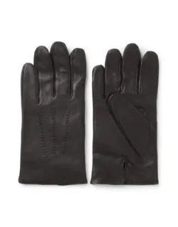 Leather Gloves With Wool Lining And Logo Lettering