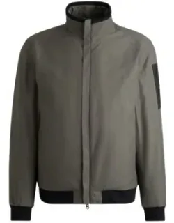 Water-repellent Padded Bomber Jacket With Logo-print Underplacket