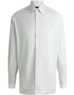 Regular-fit Shirt In Striped Cotton With Layered Effect