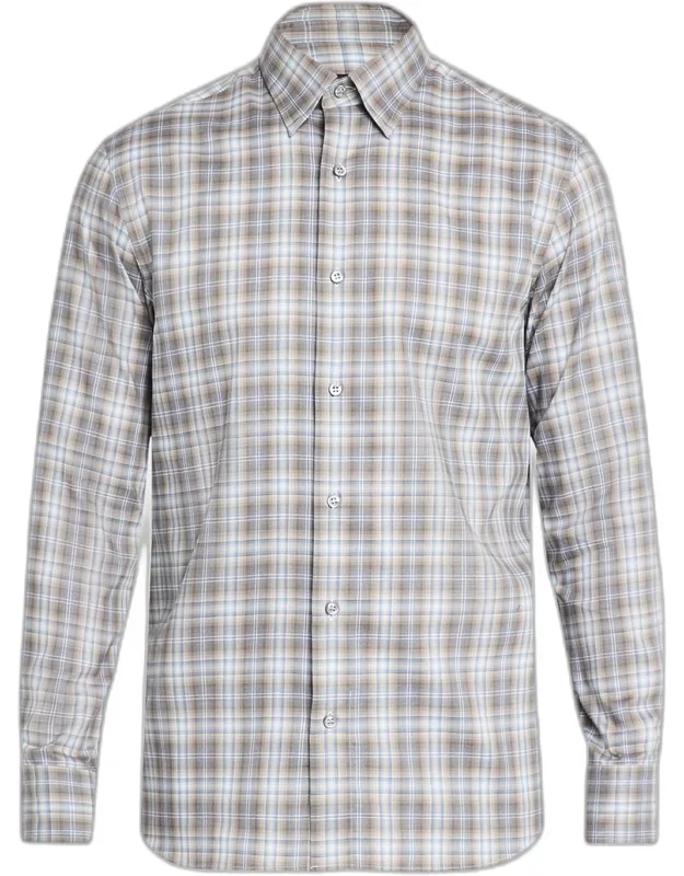 Cotton Check Casual Button-down Shirt