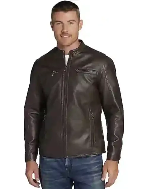 Big & Tall Modern Fit Faux Leather Moto Jacket