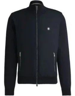 Mixed-material Zip-up Jacket With Double-monogram Badge
