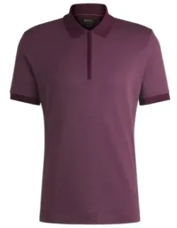 Zip-neck Polo Shirt In Cotton And Silk