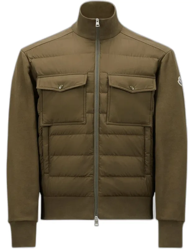 Quilted Down Knit Zip Cardigan