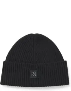 Virgin-wool Beanie Hat With Stacked Logo
