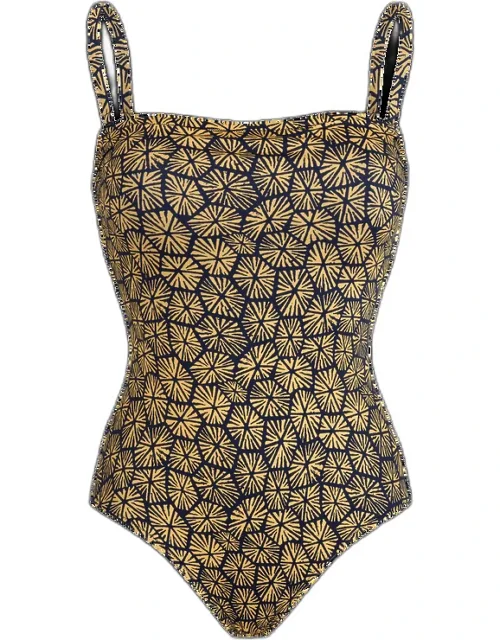 Bustier One-piece Swimsuit Carapaces - Swimming Trunk - Facette With Printed High Back And Adjustable Straps