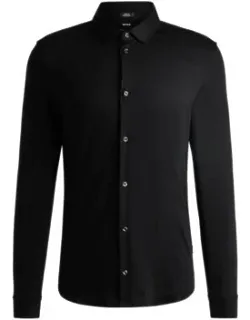 Slim-fit Long-sleeved Shirt In Mercerized Cotton