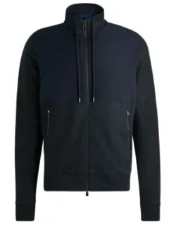 Regular-fit Zipped Sweatshirt In Mixed Materials