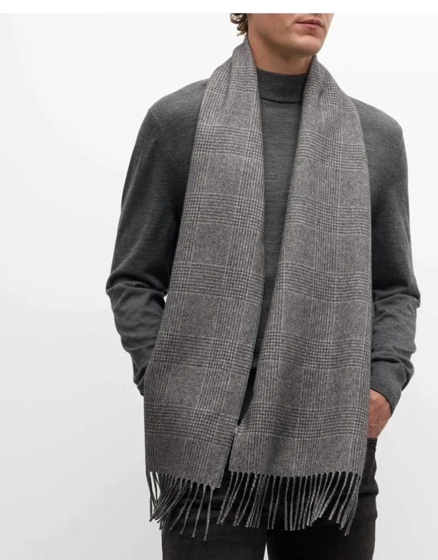 Dallas Silk-cashmere Glen Check Scarf