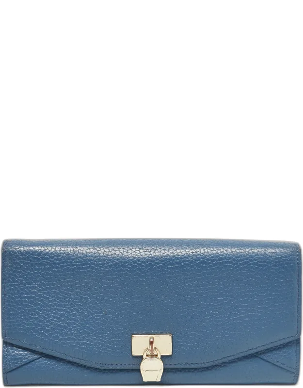 Leather Logo Flap Continental Wallet