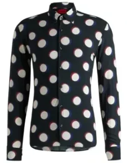 Slim-fit Shirt With Kent Collar In Seasonal Print