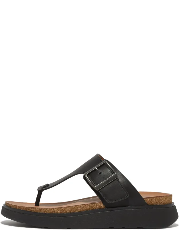 Buckle Leather Toe-post Sandals