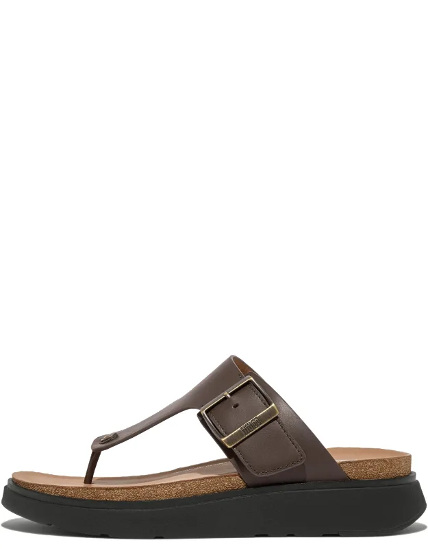 Buckle Leather Toe-post Sandals