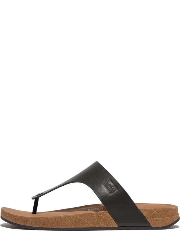 Iqushion Leather Toe-post Sandals With Ergonomic Cushioning And Rubber Outsoles