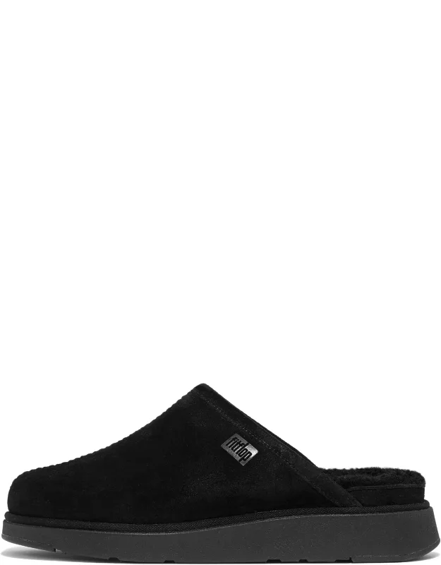 Warm Shearling-lined Suede Slippers