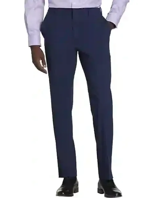 Bright Navy Comfort Stretch Dress Pants With Polished Look And Relaxed Waistband