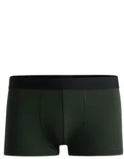 Shiny-piqu Regular-rise Trunks With Logo Waistband