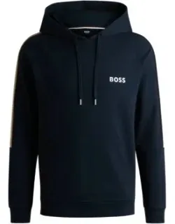 Cotton-terry Hoodie With Signature Stripes And Logo