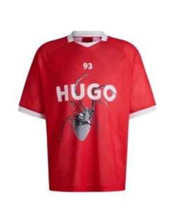 Relaxed-fit Football-style Mesh T-shirt With Seasonal Print