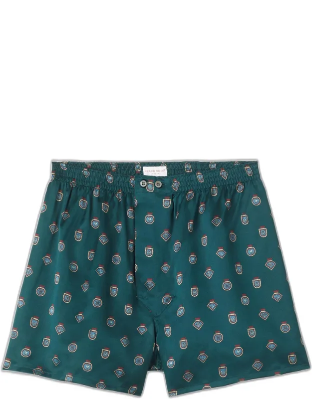 Classic Fit Boxers Silk Satin Badge Print