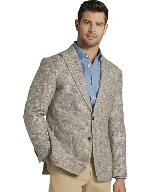 Slim Fit Plaid Knit Sport Coat