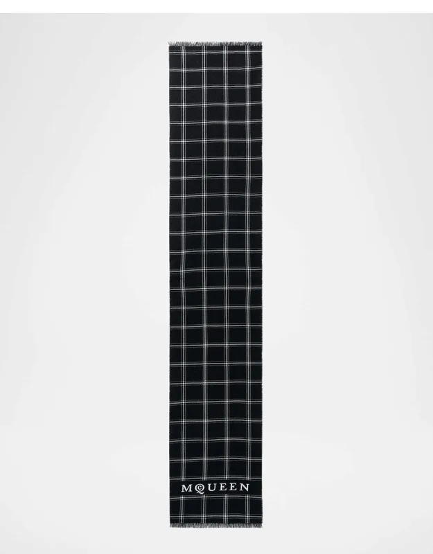 Wool Logo Check Scarf