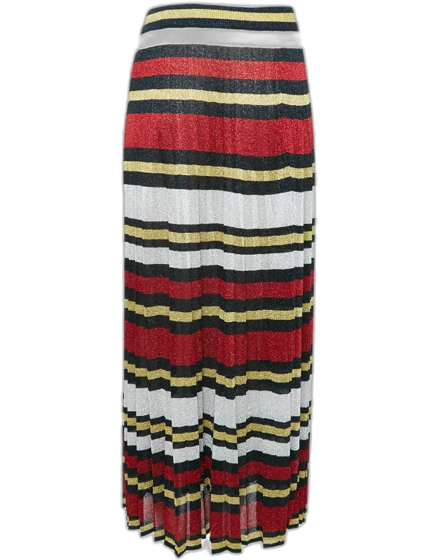 Multicolor Strip Lurex Knit Maxi Skirt
