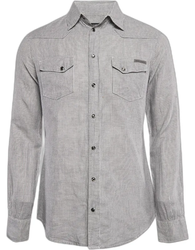 Stripe Cotton Button Front Shirt