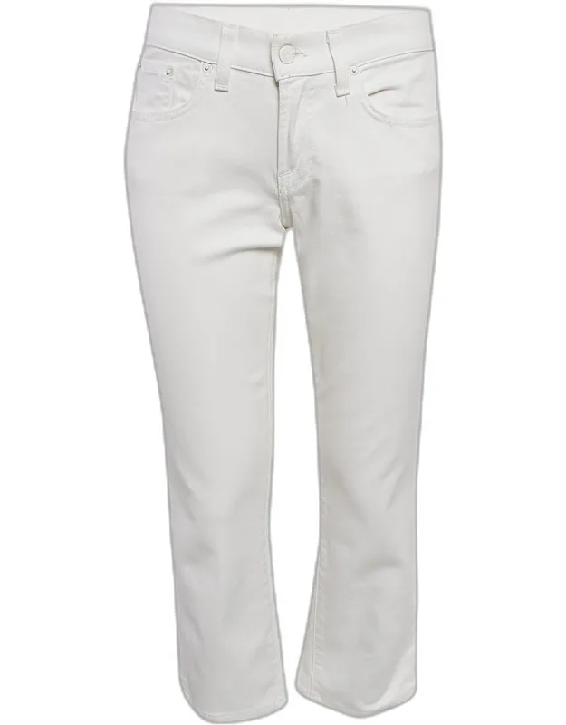 White Logo Embroidered Denim Jeans