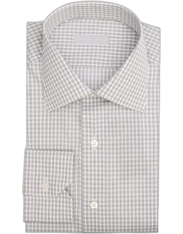 Cotton Micro-check Dress Shirt