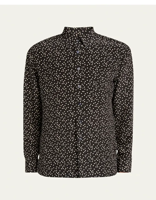 Crepe De Chine Polka Dot Sport Shirt