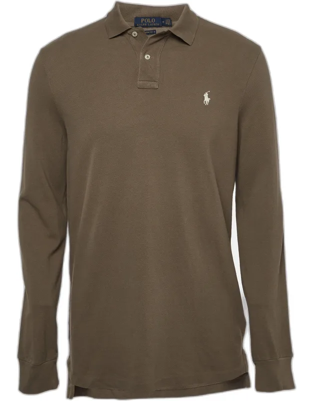 Cotton Pique Long Sleeve Polo T-shirt