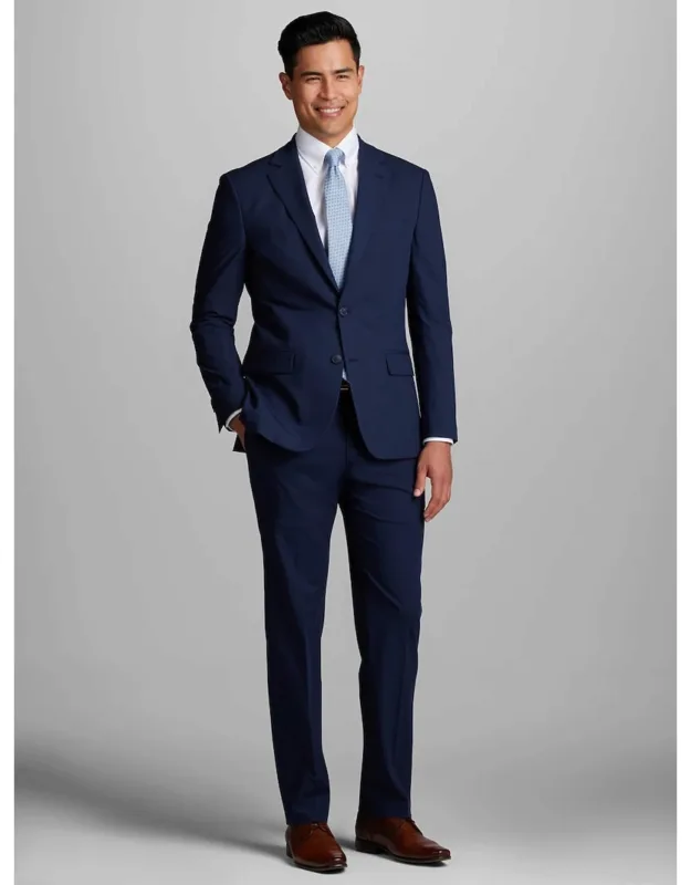 Slim Fit Suit Jacket With Notch Lapel And Two-button Closure
