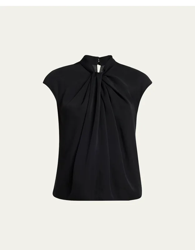 Twisted Cap-sleeve Blouse