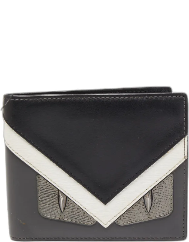 Tri Color Leather Bag Bugs Eyes Bifold Wallet