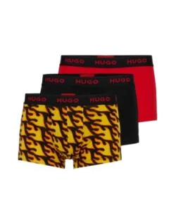 Triple-pack Of Stretch-cotton Trunks With Logo Waistbands