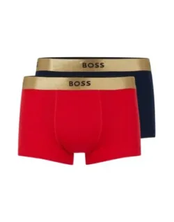 Two-pack Of Pure-cotton Trunks With Metallic Waistbands