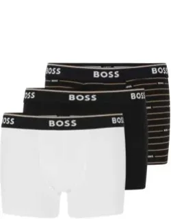 Three-pack Of Stretch-cotton Trunks With Logo Waistbands