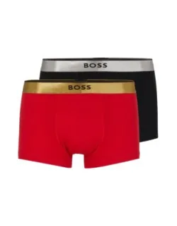 Two-pack Of Cotton Trunks With Metallic Branded Waistbands