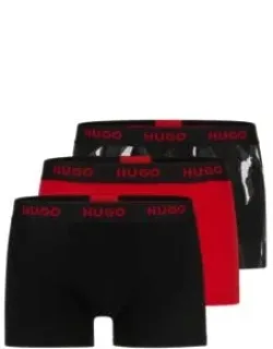 Triple-pack Of Stretch-cotton Trunks With Logo Waistbands