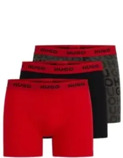 Three-pack Of Stretch-cotton Boxer Briefs With Logo Waistbands