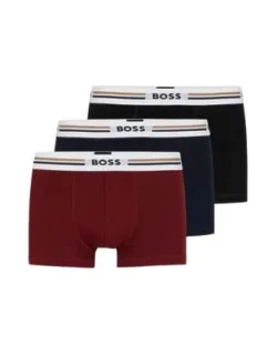 Three-pack Of Soft-touch Stretch Trunks With Logo Waistbands