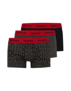Triple-pack Of Stretch-cotton Trunks With Logo Waistbands