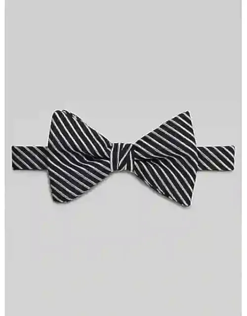 Ribbed Stripe Pre-tied Bow Tie