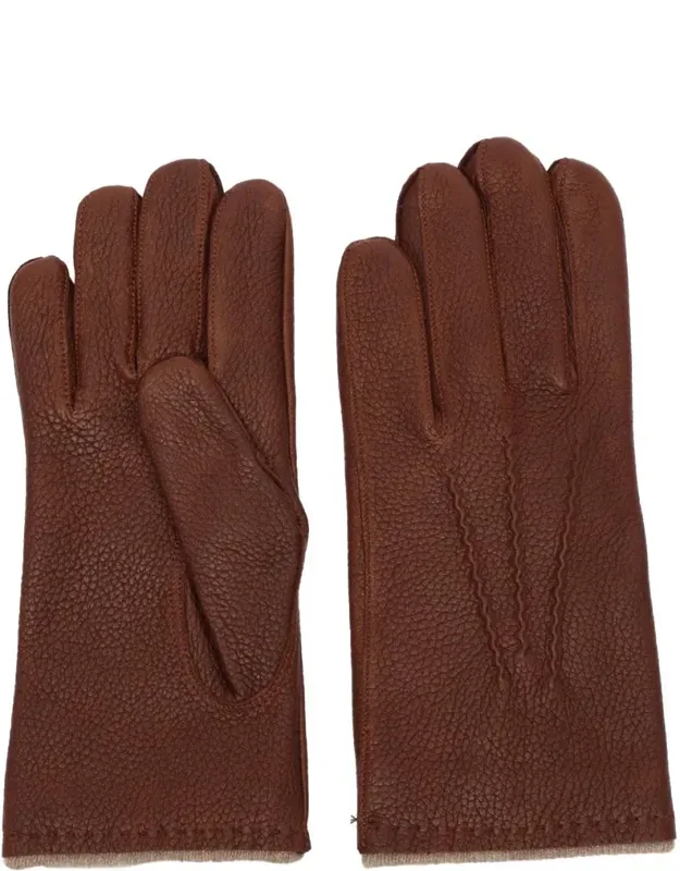 Gloves Lined In Wool And Cashmere, Elasticated Detail